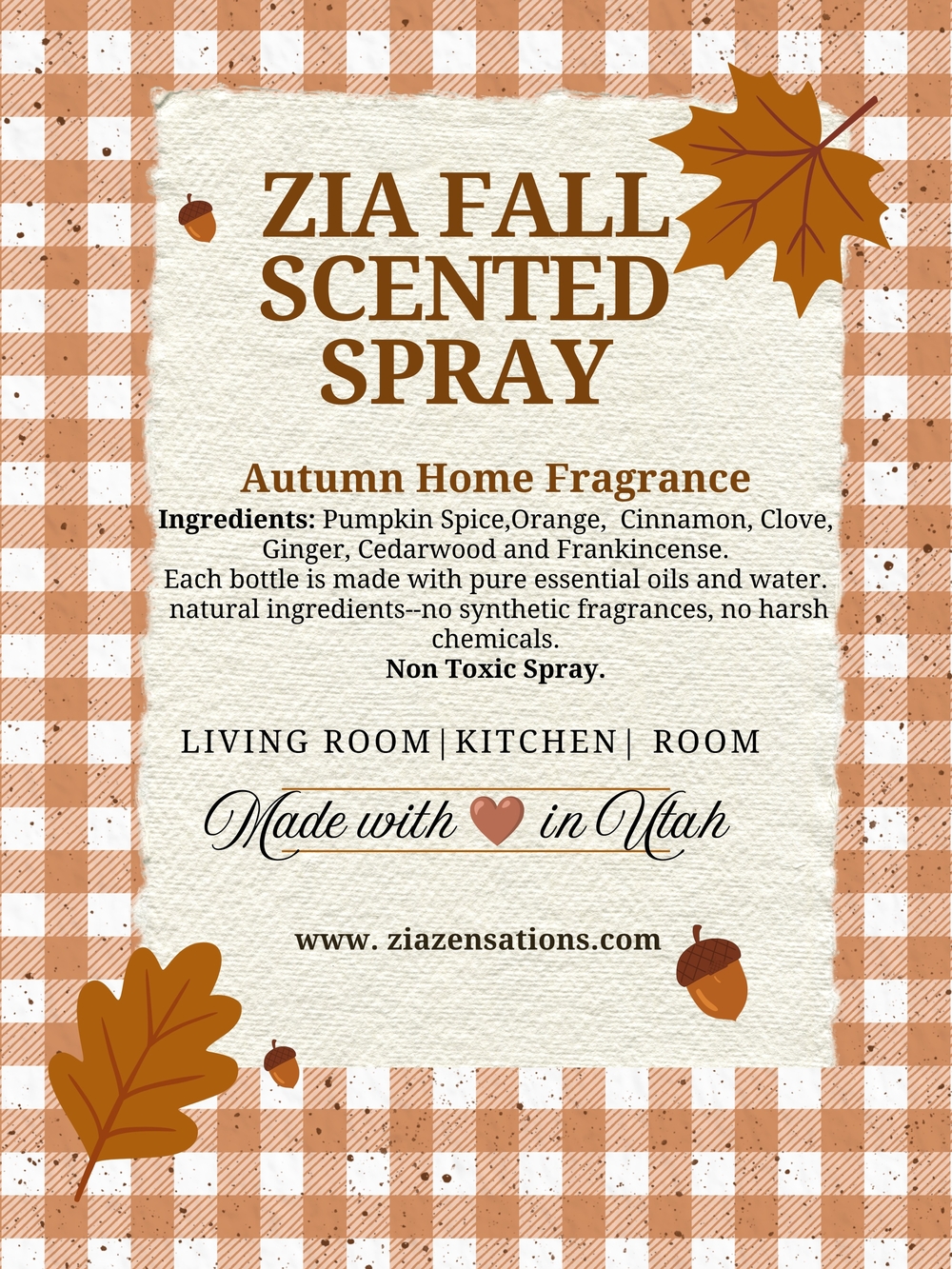 Zia Fall Scented Spray Autumn Home Fragrance - Pumpkin Spice
